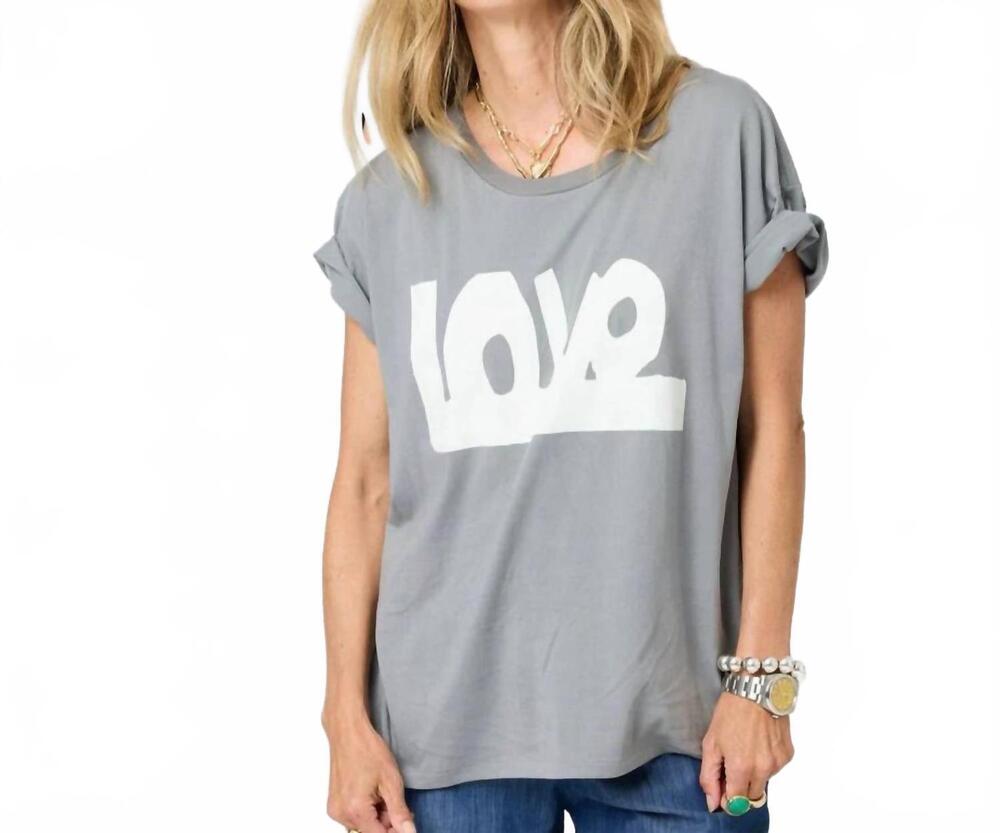 NEW KERRI ROSENTHAL tommy love lines tee in dark gray-vanilla